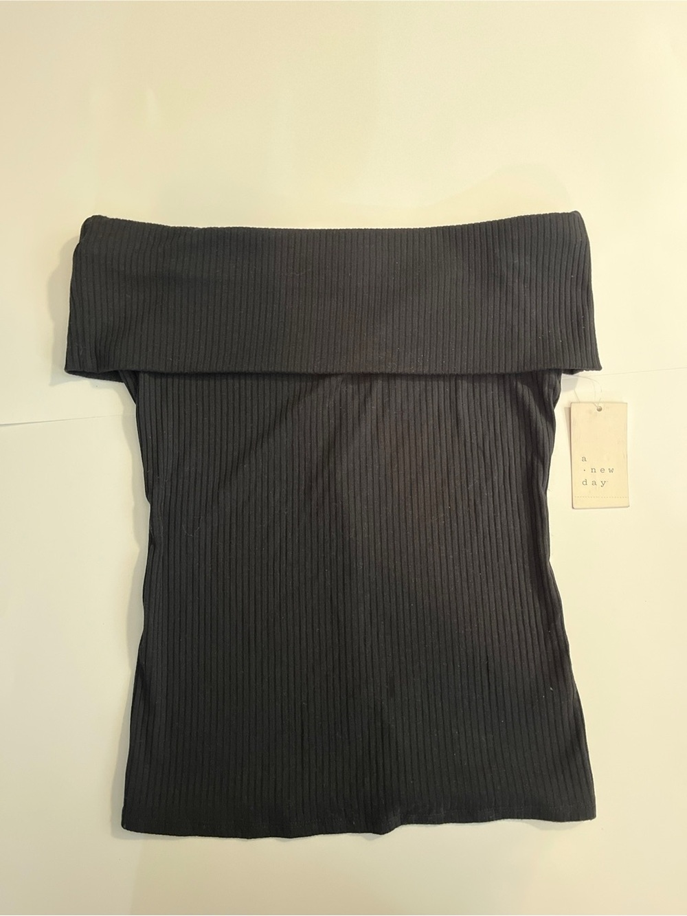 Target A New Day Black Ribbed Off-Shoulder Top